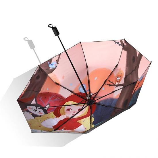 Pola Kartun Cetak Perjalanan UV Lipat Payung Hujan
