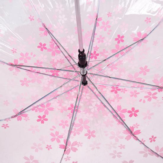 Payung Transparan Bunga Pegangan Panjang Lurus
