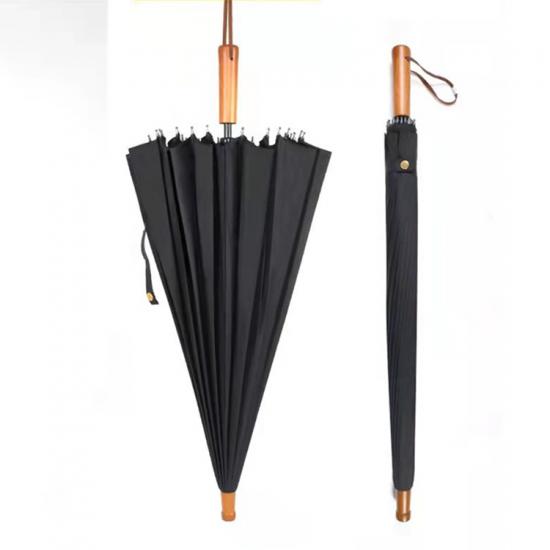 24 Ribs Payung Golf Oversized dengan Gagang Kayu