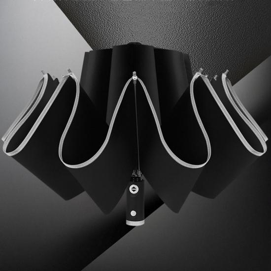 Payung Cetak Kustom Payung Reflektif Terbalik Sepenuhnya Otomatis Terbungkus
