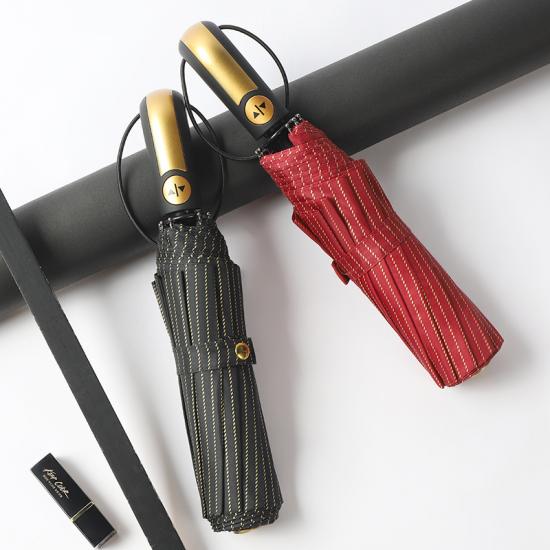 Payung Besar Sepenuhnya Otomatis Lipat Payung Matahari Payung Bergaris Desain Payung Kustom
